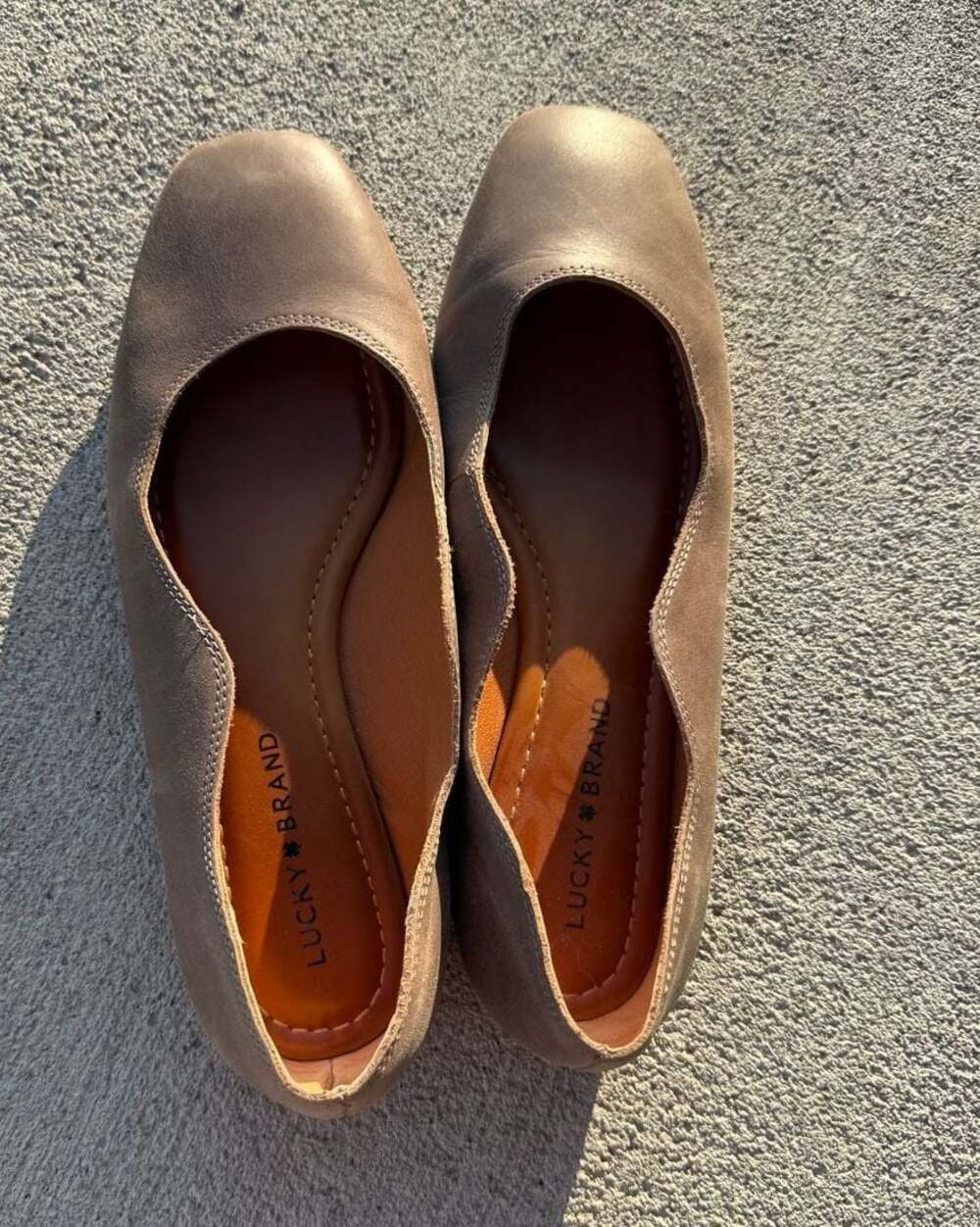 Lucky Brand Dellie Leather Ballet Flats in Greige